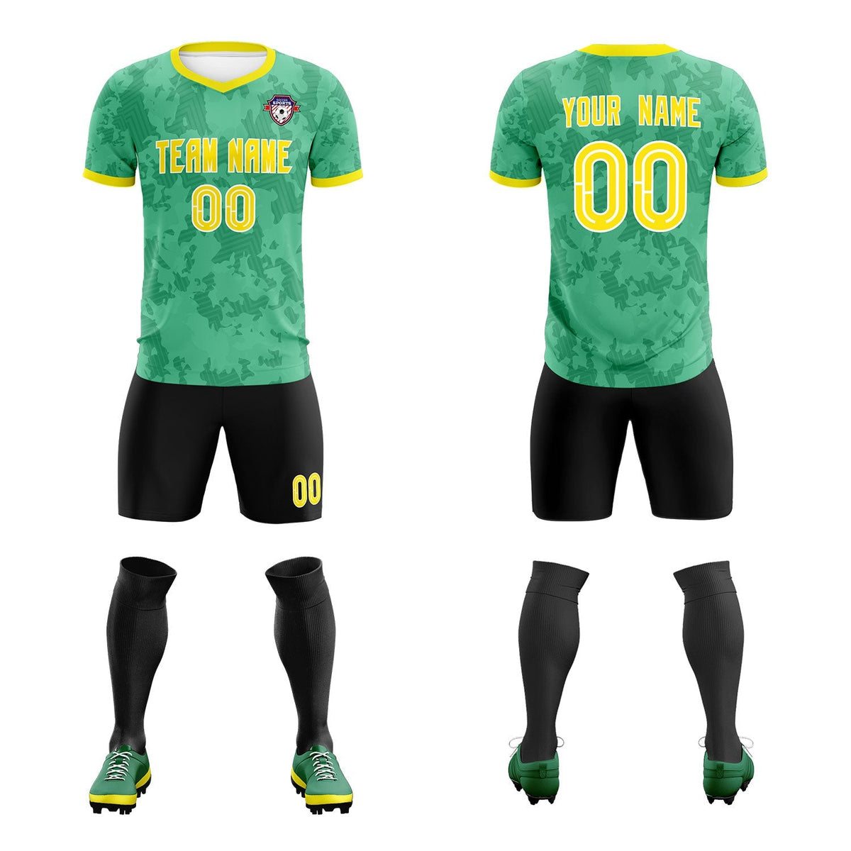 Custom Green Camo sports Football Kit Jersey