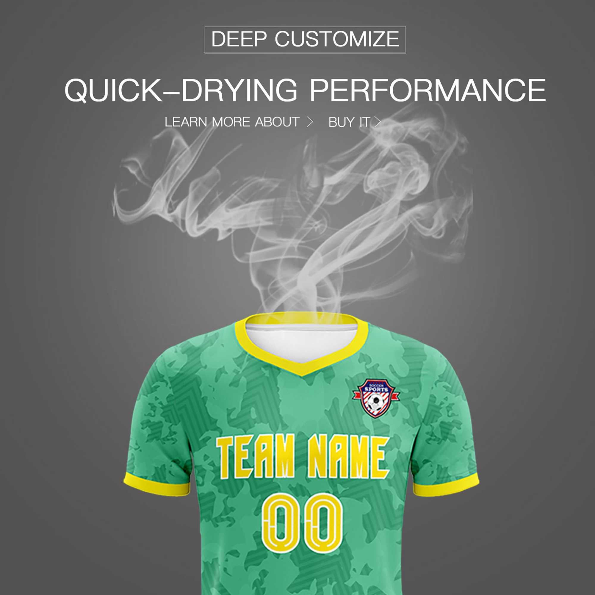 Custom Green Camo sports Football Kit Jersey