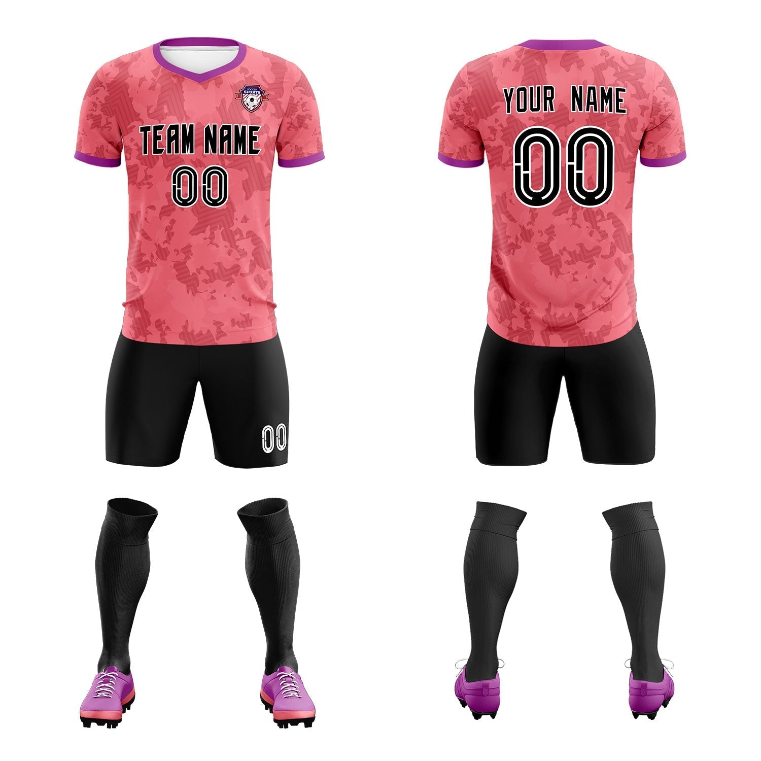 Custom Light Red Camo sports Football Kit Jersey