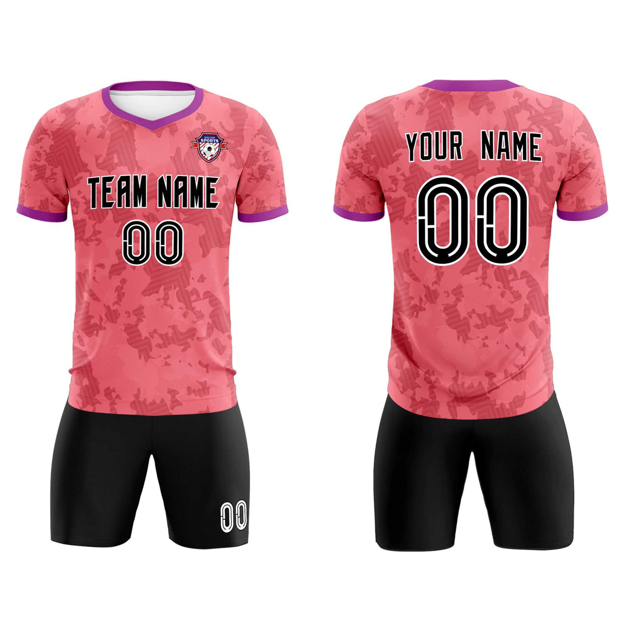 Custom Light Red Camo sports Football Kit Jersey