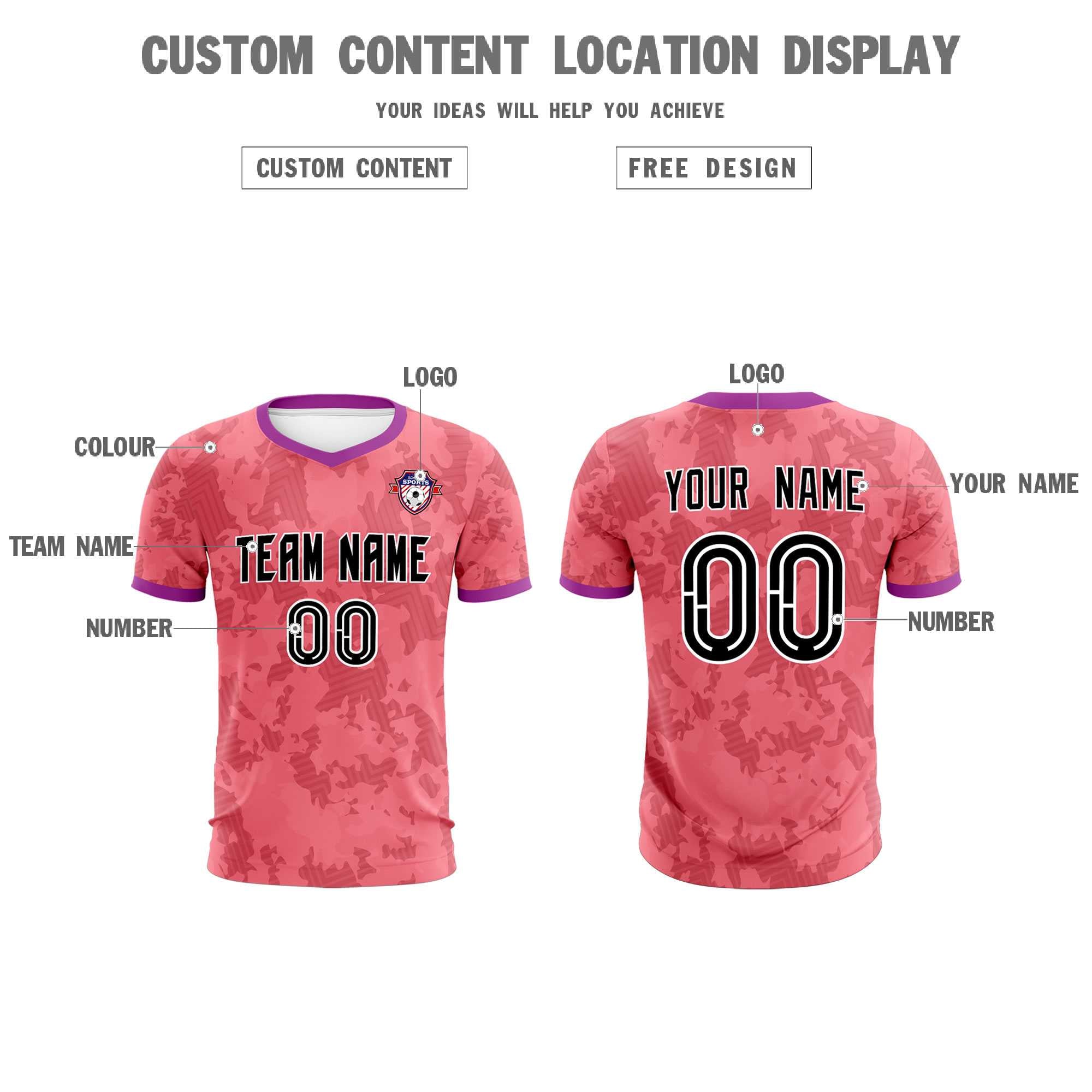 Custom Light Red Camo sports Football Kit Jersey
