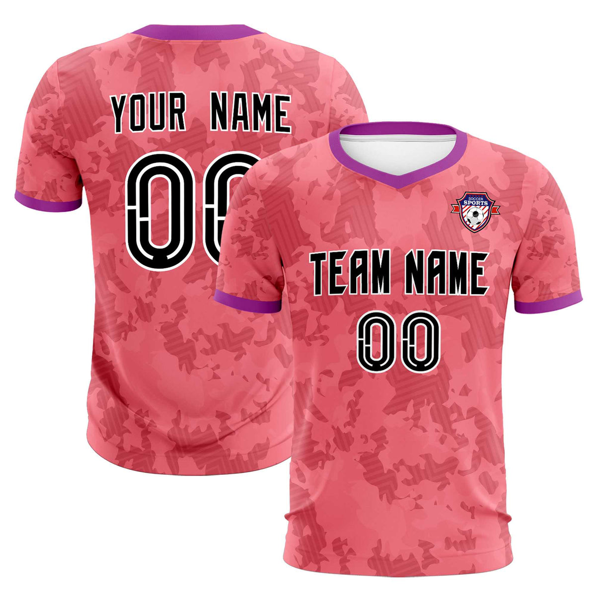 Custom Light Red Camo sports Football Kit Jersey
