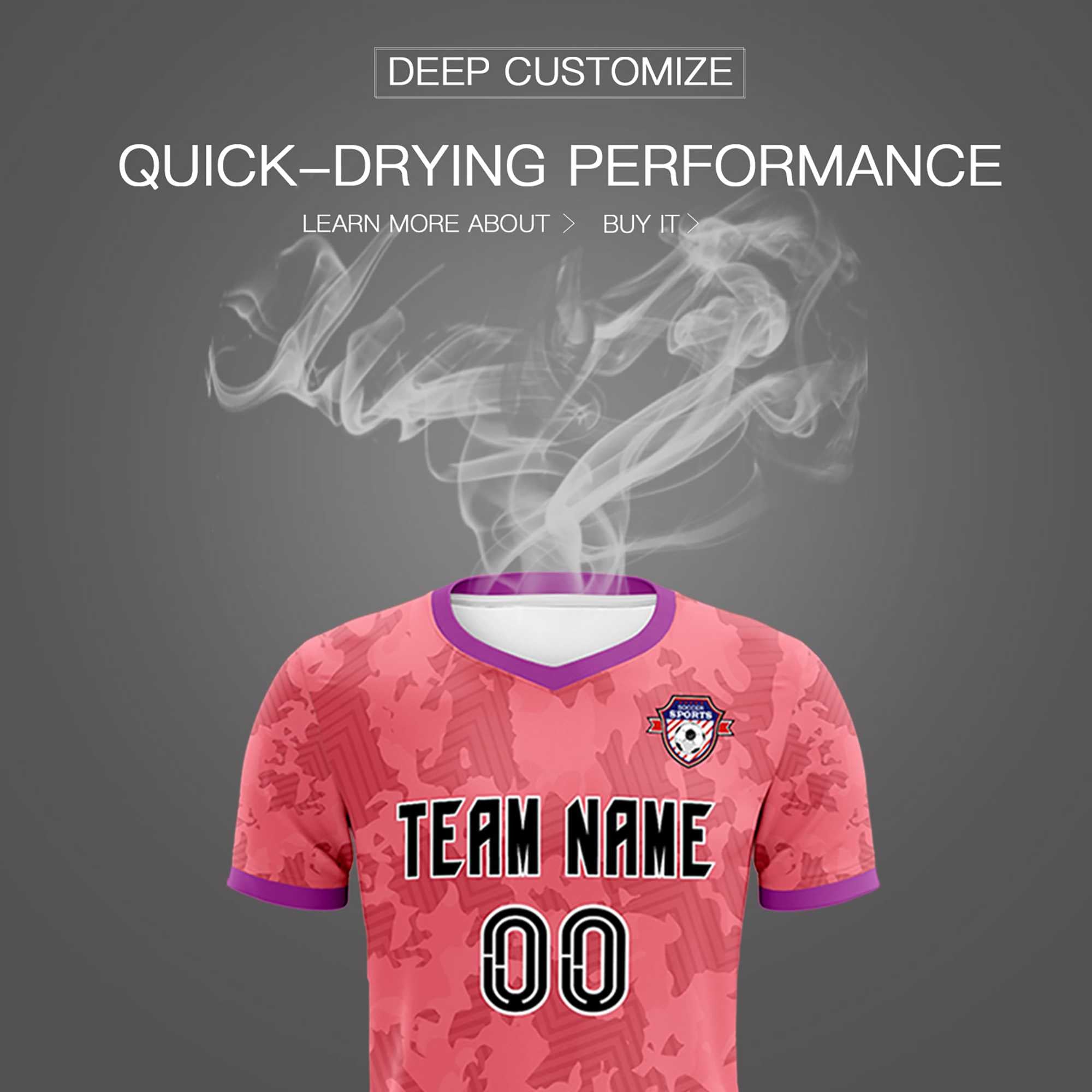 Custom Light Red Camo sports Football Kit Jersey