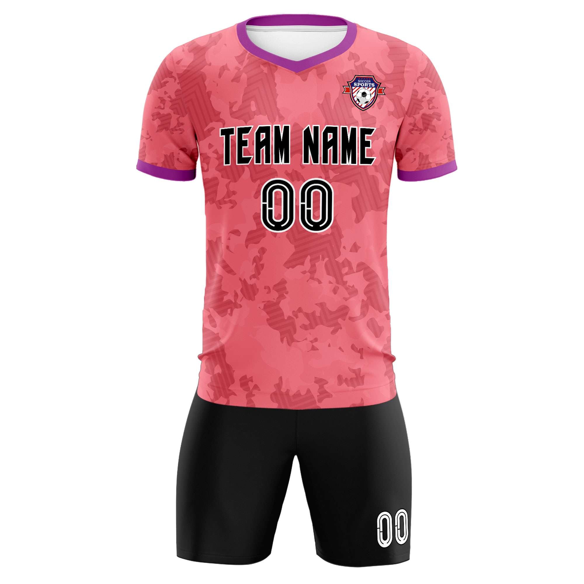 Custom Light Red Camo sports Football Kit Jersey