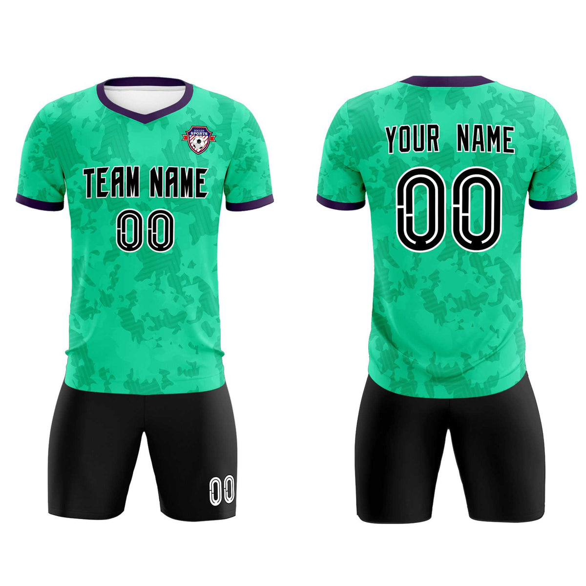 Custom Neon Green Camo sports Football Kit Jersey
