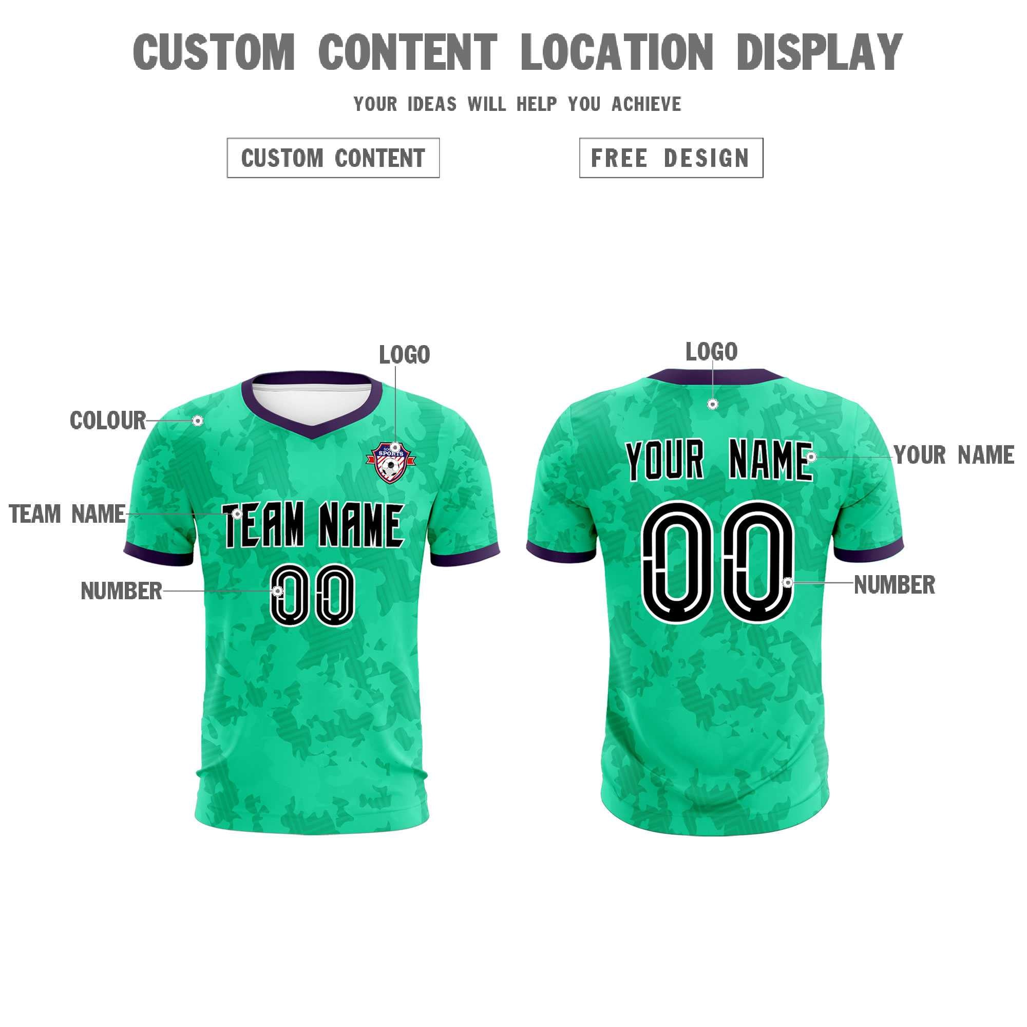 Custom Neon Green Camo sports Football Kit Jersey
