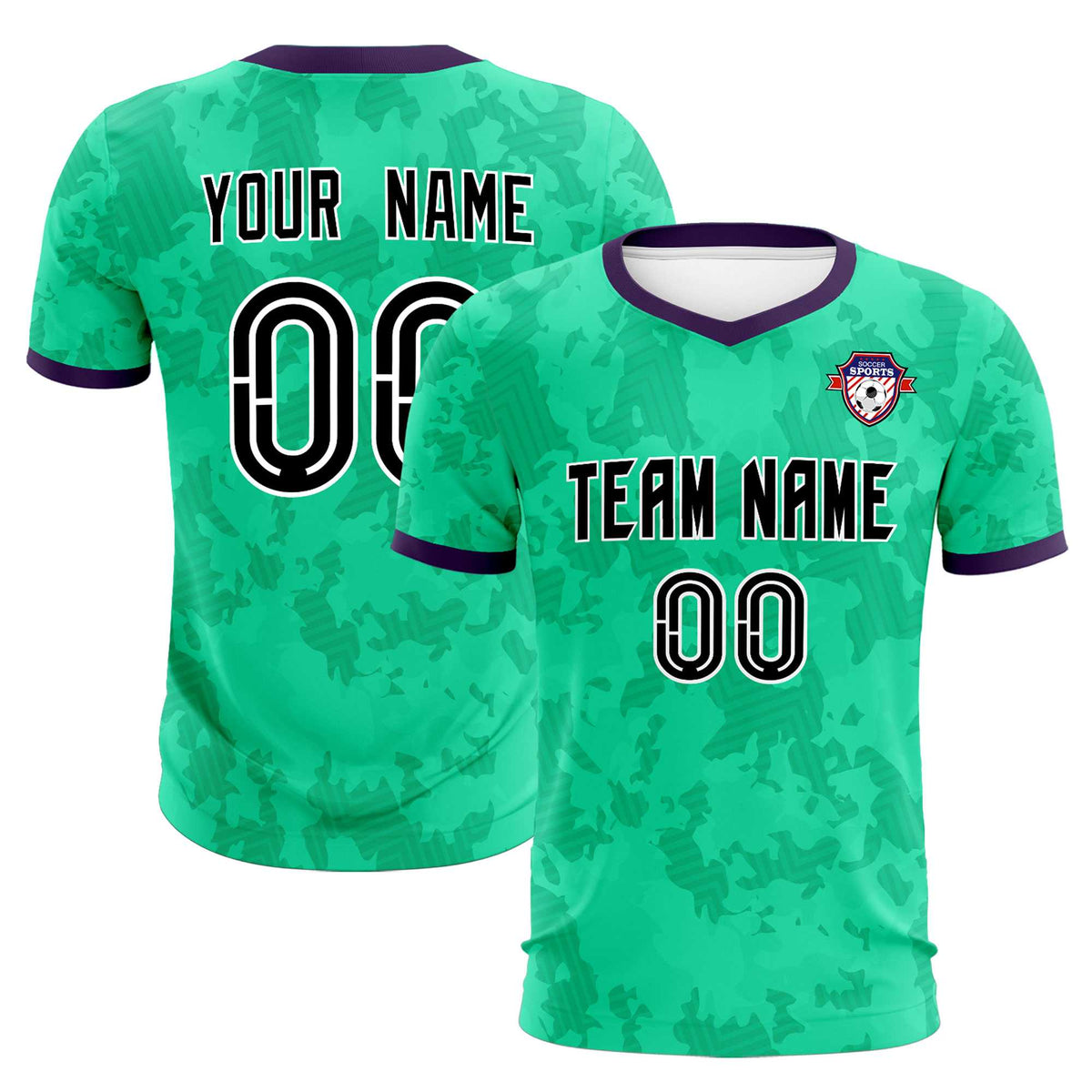 Custom Neon Green Camo sports Football Kit Jersey