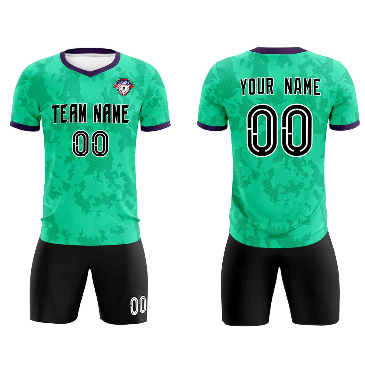 Custom Neon Green Camo sports Football Kit Jersey