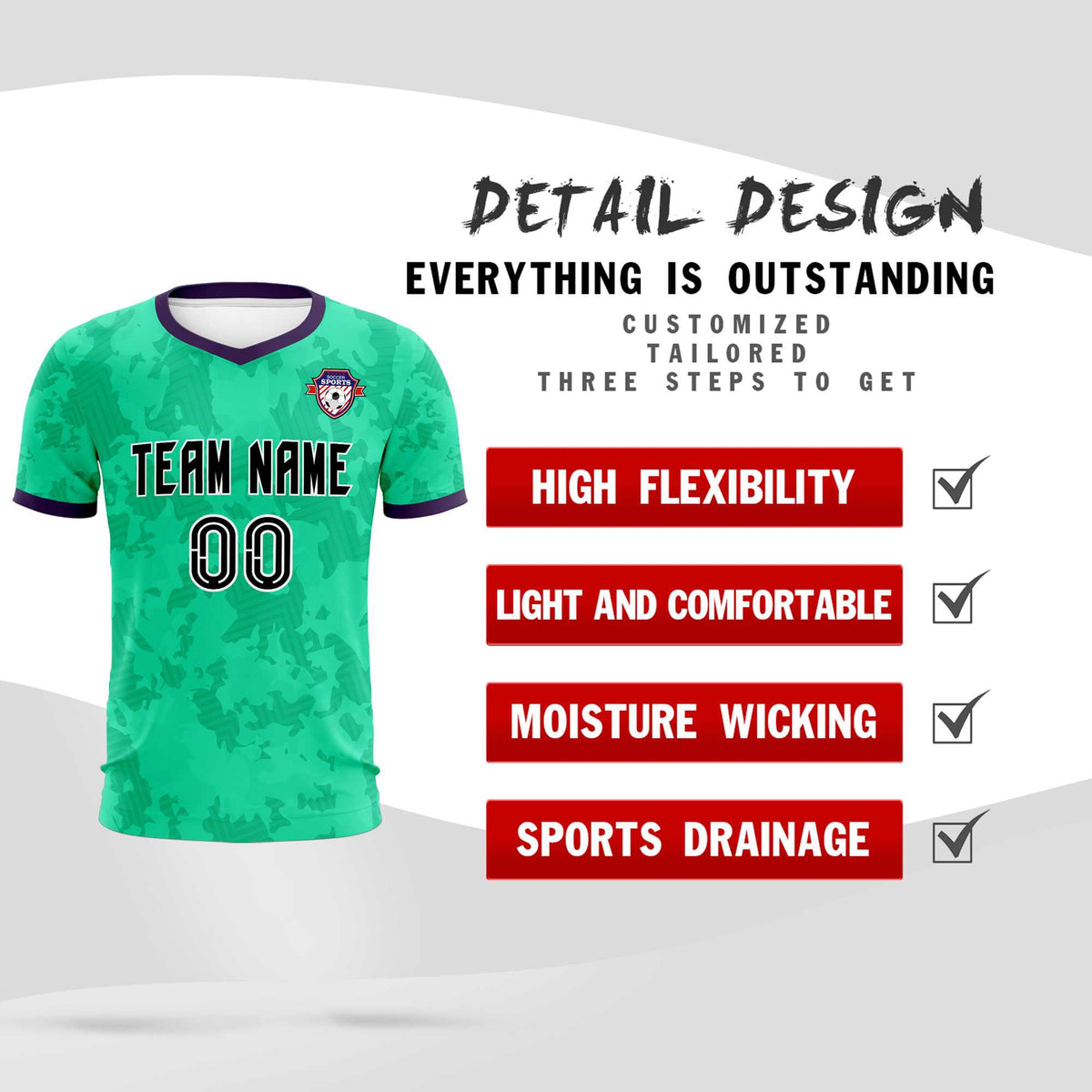 Custom Neon Green Camo sports Football Kit Jersey
