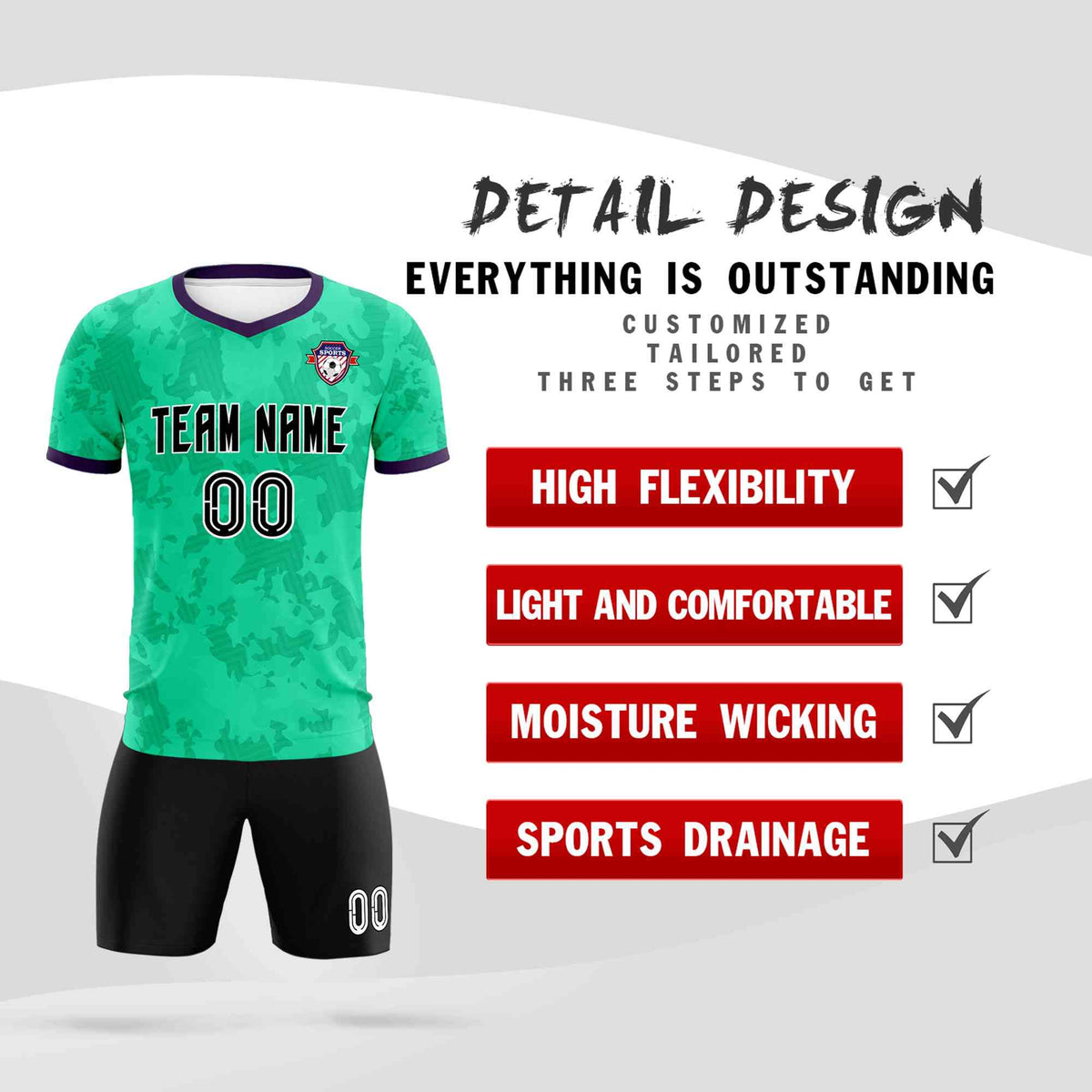 Custom Neon Green Camo sports Football Kit Jersey