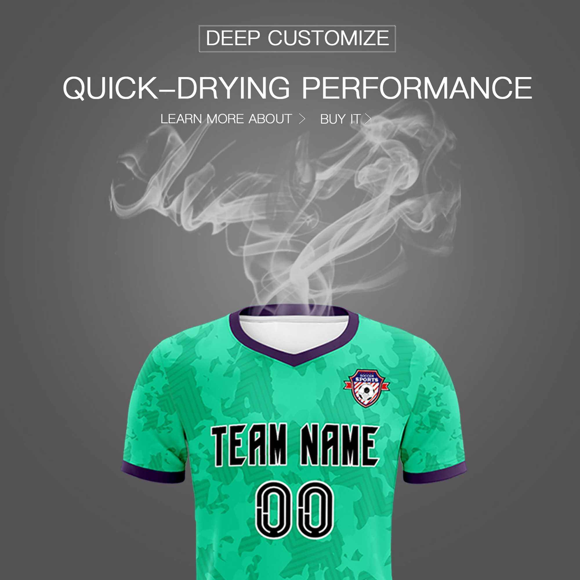 Custom Neon Green Camo sports Football Kit Jersey