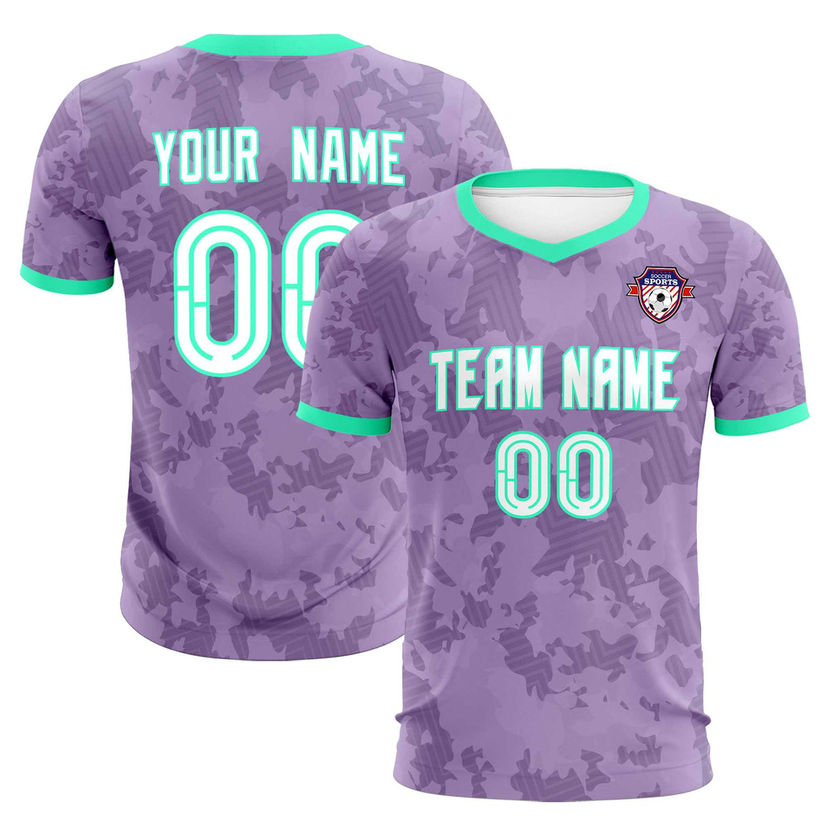 Custom Light Purple Camo sports Football Kit Jersey