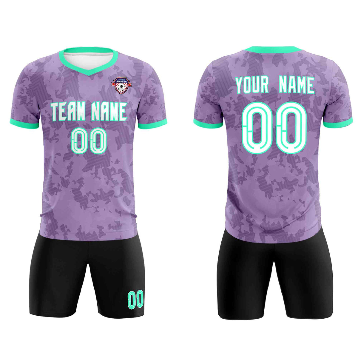 Custom Light Purple Camo sports Football Kit Jersey
