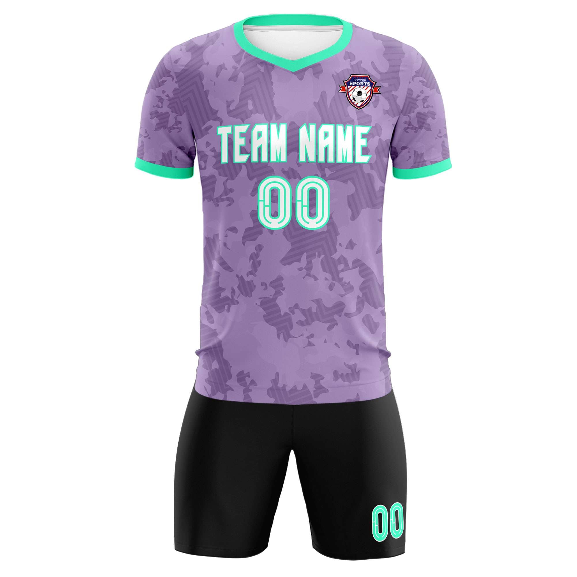 Custom Light Purple Camo sports Football Kit Jersey