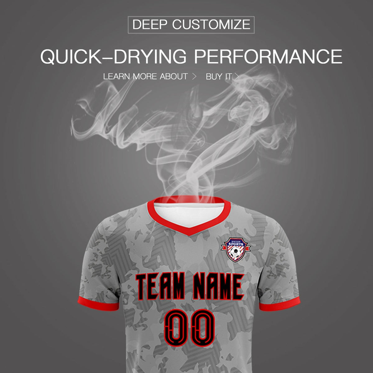 Custom Dark Gray Camo sports Football Kit Jersey