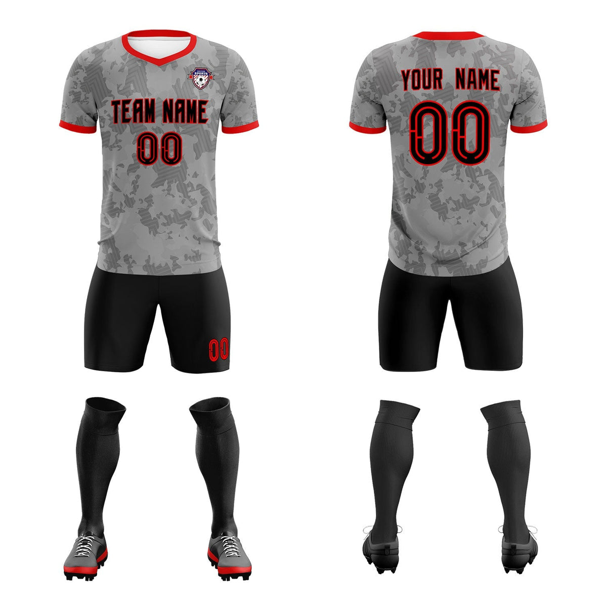 Custom Dark Gray Camo sports Football Kit Jersey