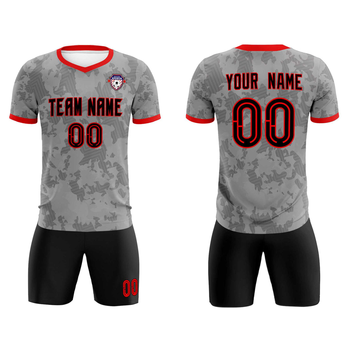 Custom Dark Gray Camo sports Football Kit Jersey