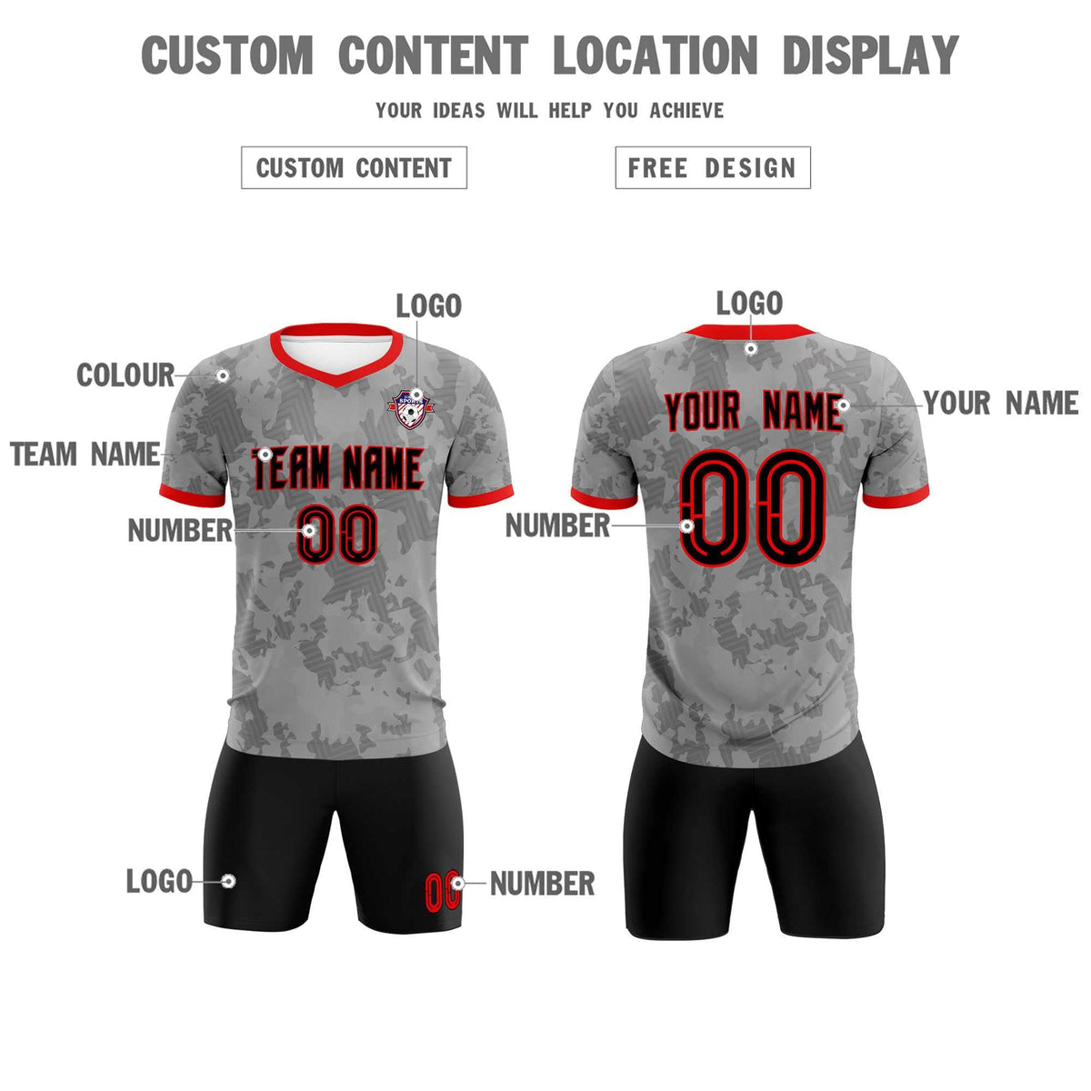 Custom Dark Gray Camo sports Football Kit Jersey