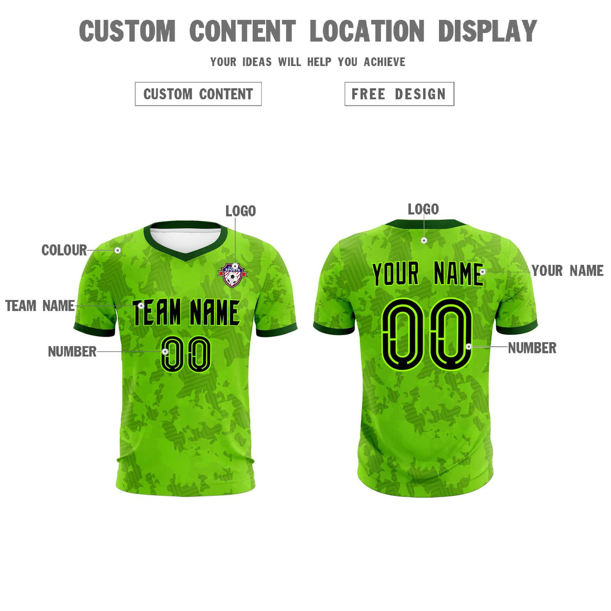 Custom Green Camo sports Football Kit Jersey