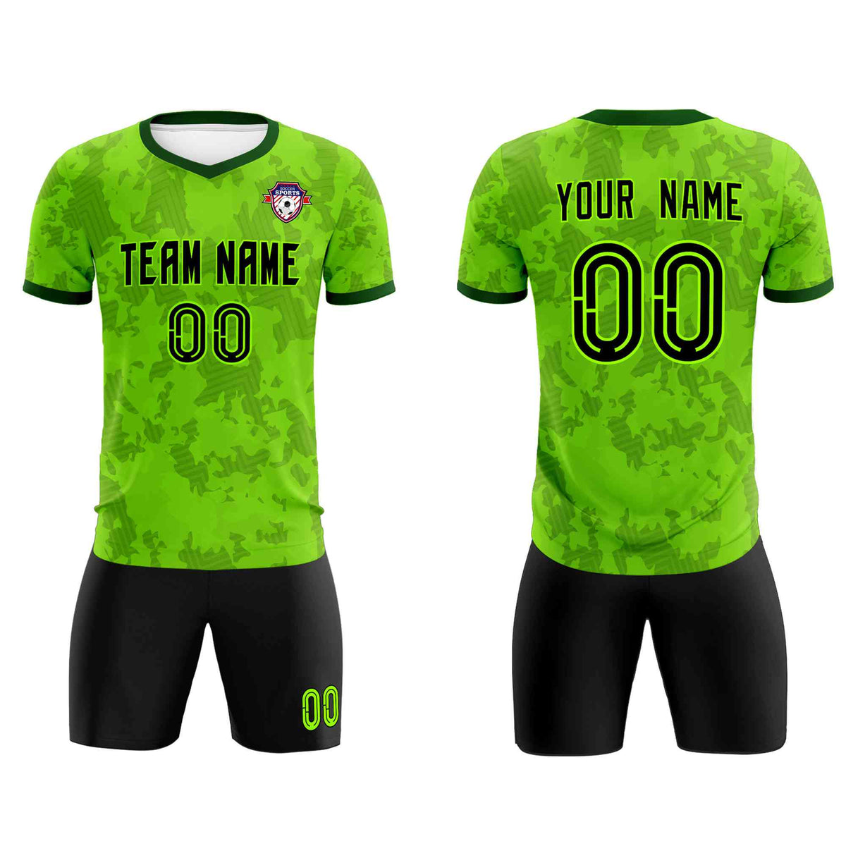 Custom Green Camo sports Football Kit Jersey