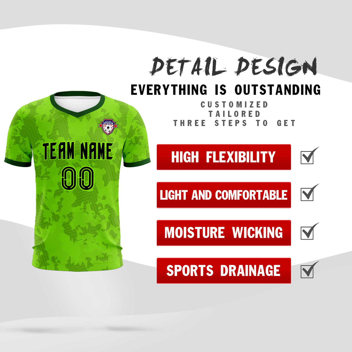 Custom Green Camo sports Football Kit Jersey