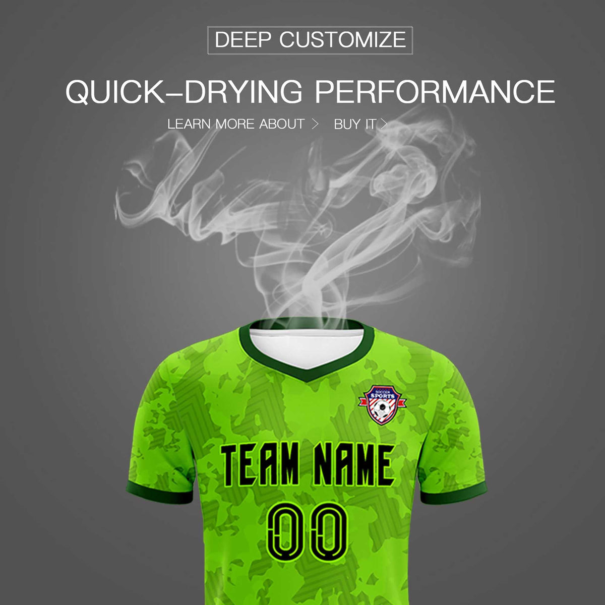 Custom Green Camo sports Football Kit Jersey