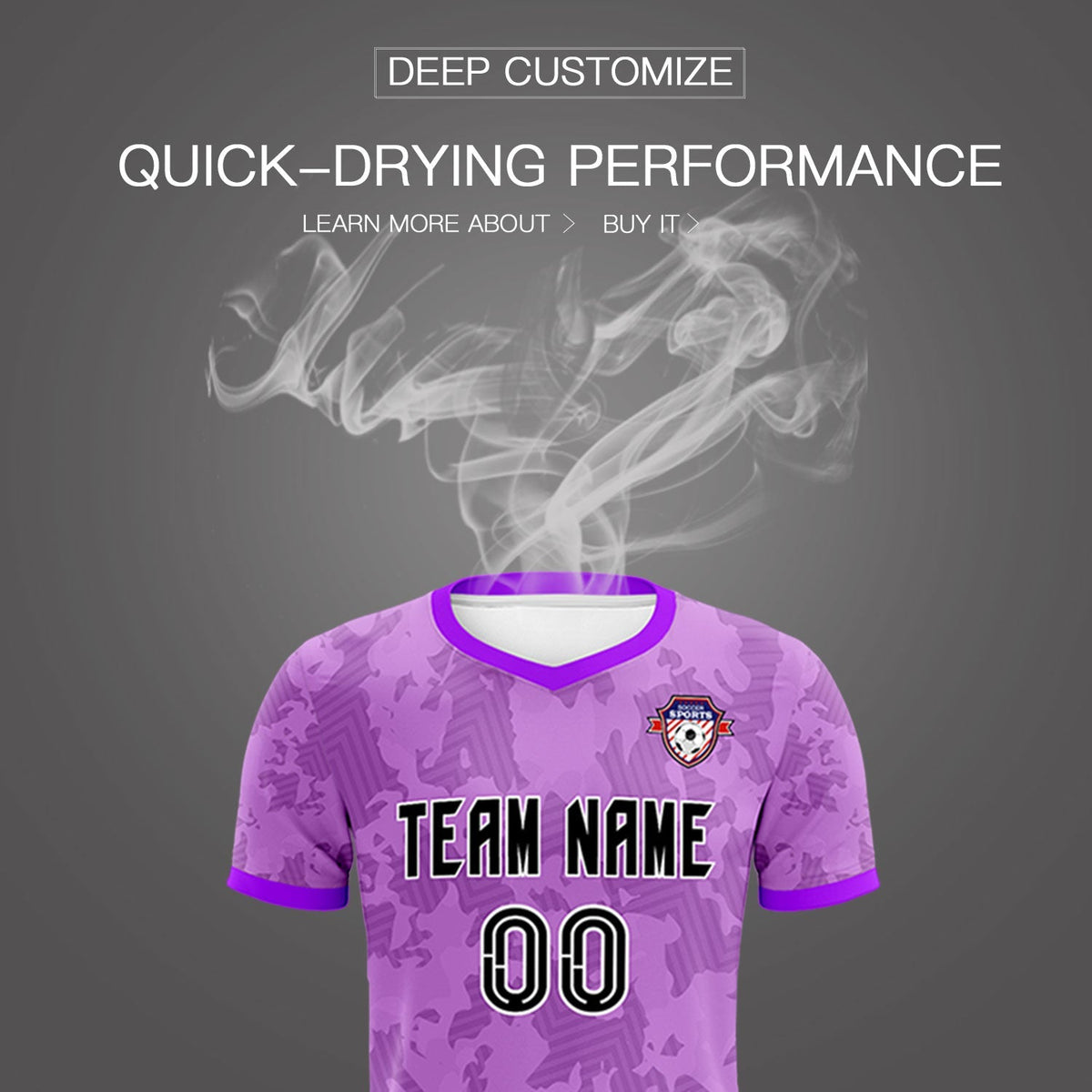 Custom Light Purple Camo sports Football Kit Jersey