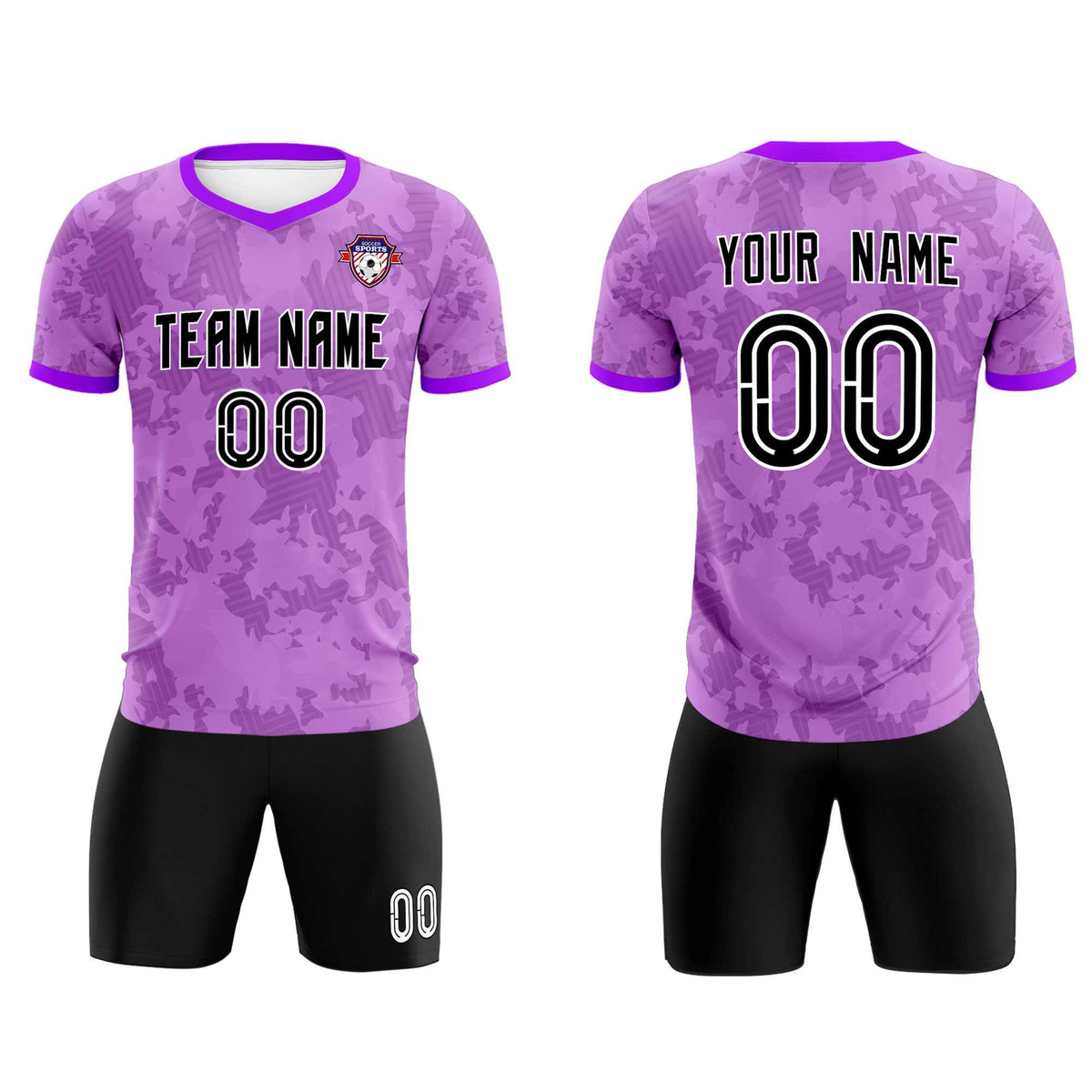 Custom Light Purple Camo sports Football Kit Jersey