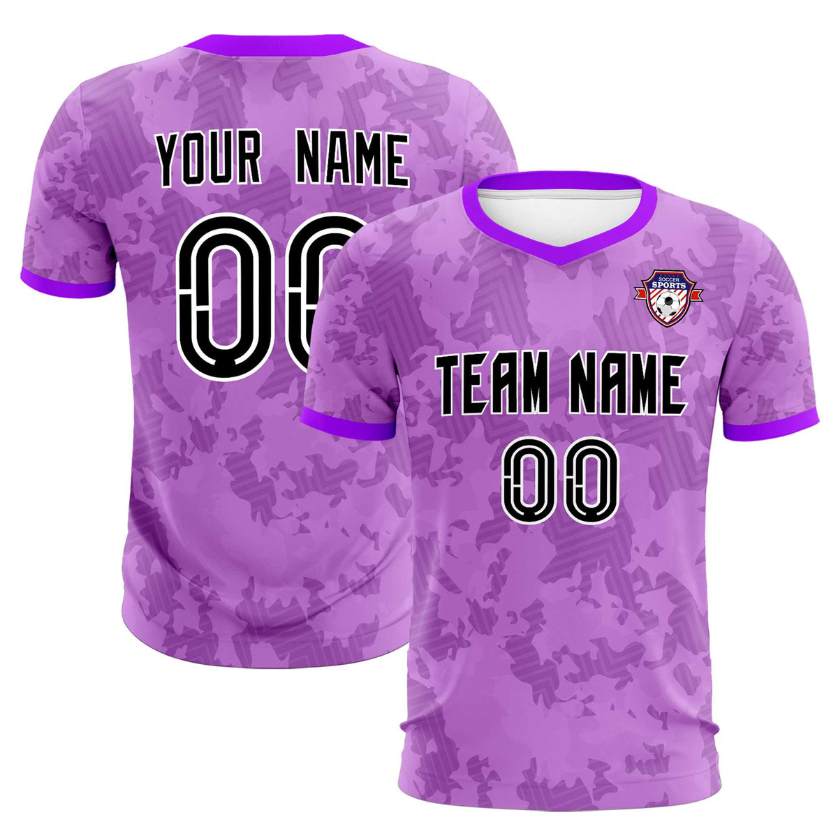 Custom Light Purple Camo sports Football Kit Jersey
