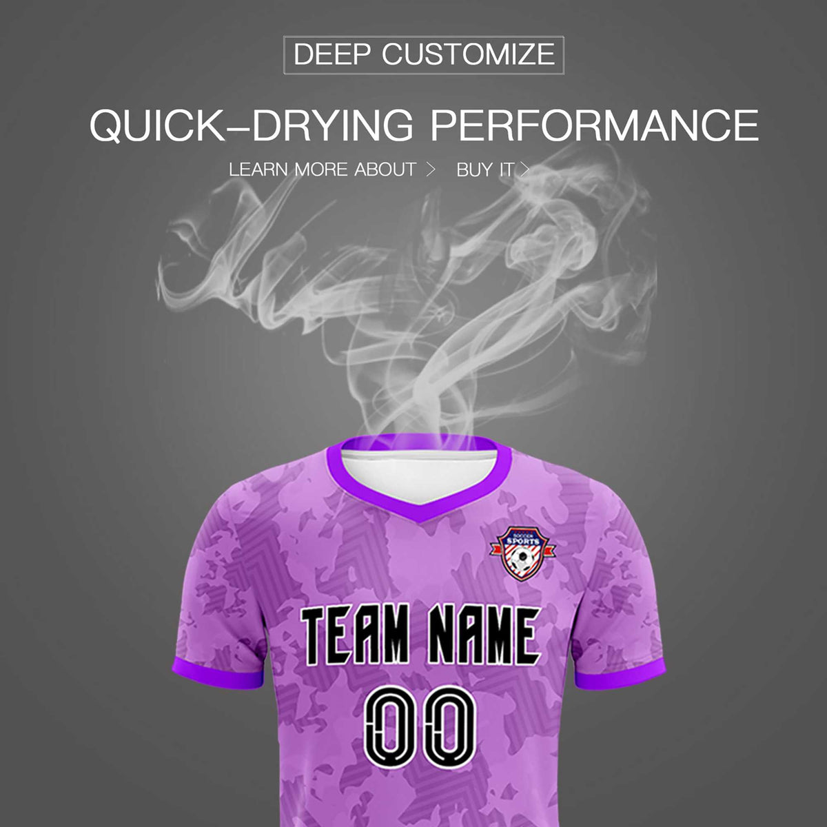 Custom Light Purple Camo sports Football Kit Jersey