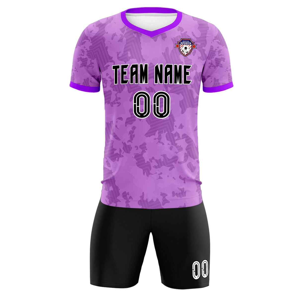 Custom Light Purple Camo sports Football Kit Jersey