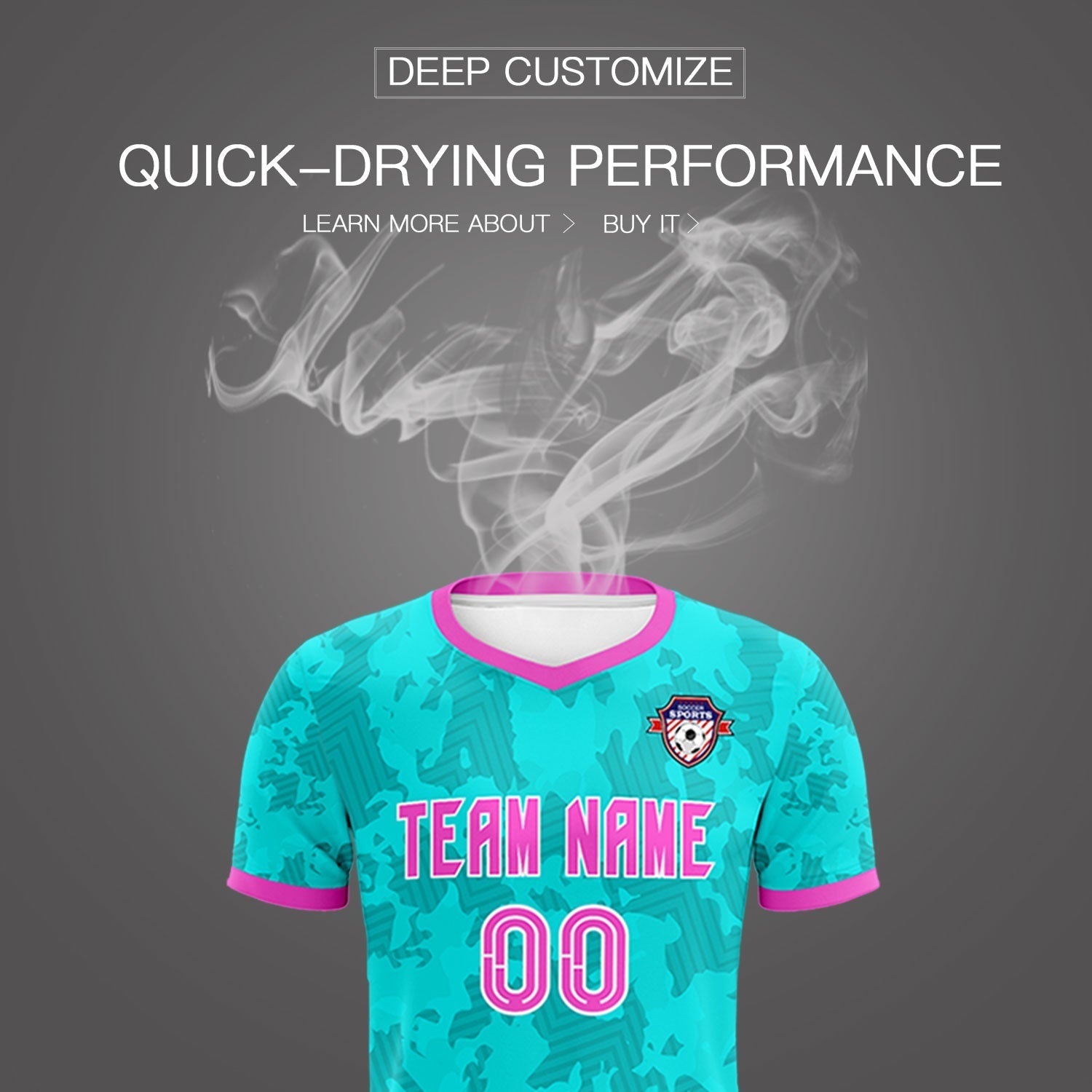 Custom Aqua Camo sports Football Kit Jersey