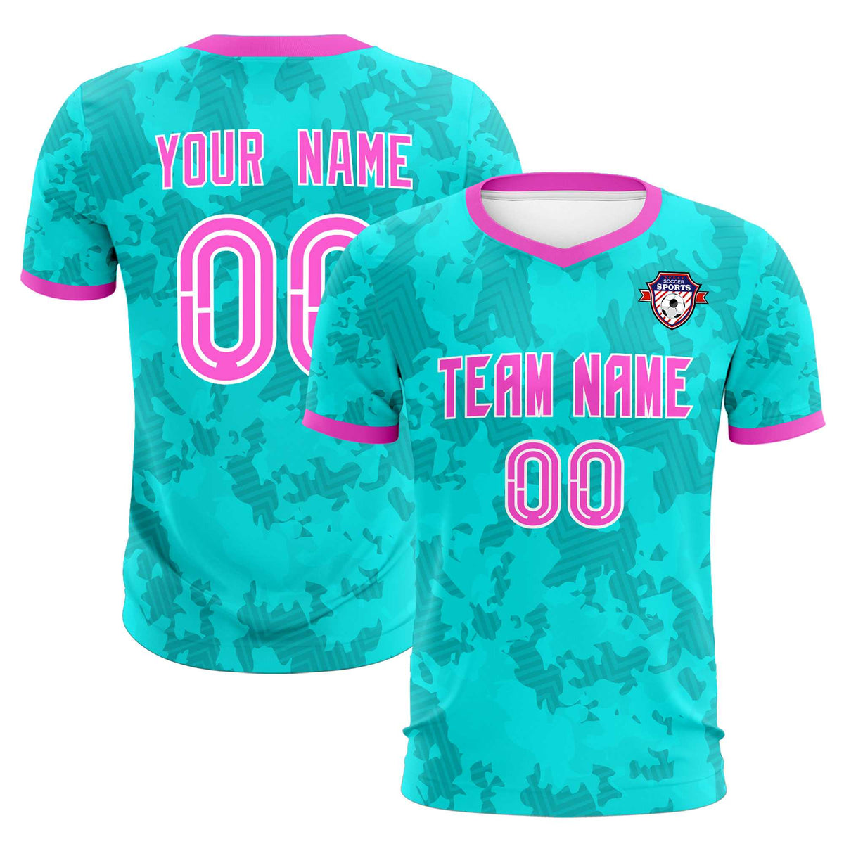 Custom Aqua Camo sports Football Kit Jersey