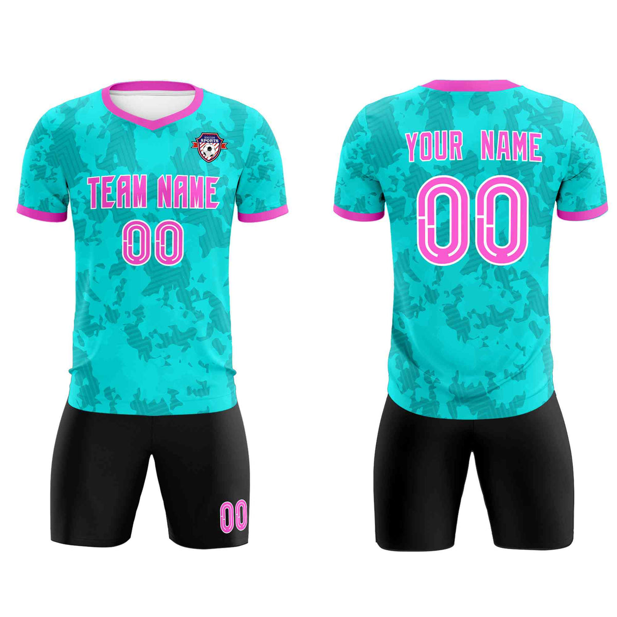 Custom Aqua Camo sports Football Kit Jersey