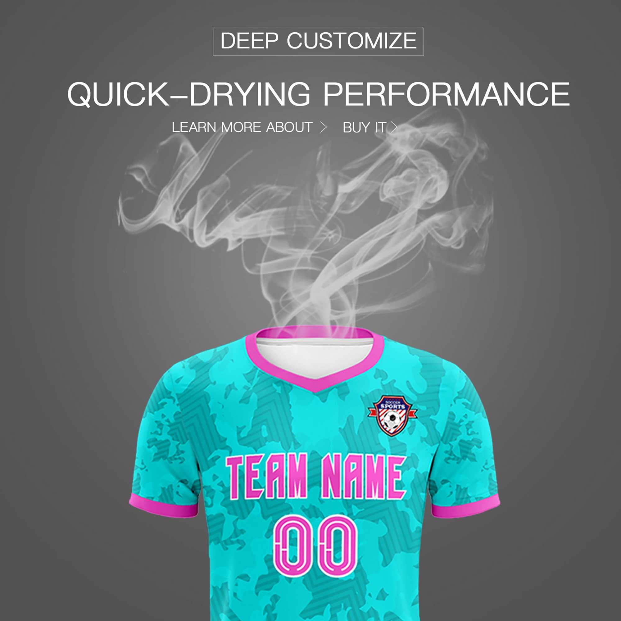 Custom Aqua Camo sports Football Kit Jersey