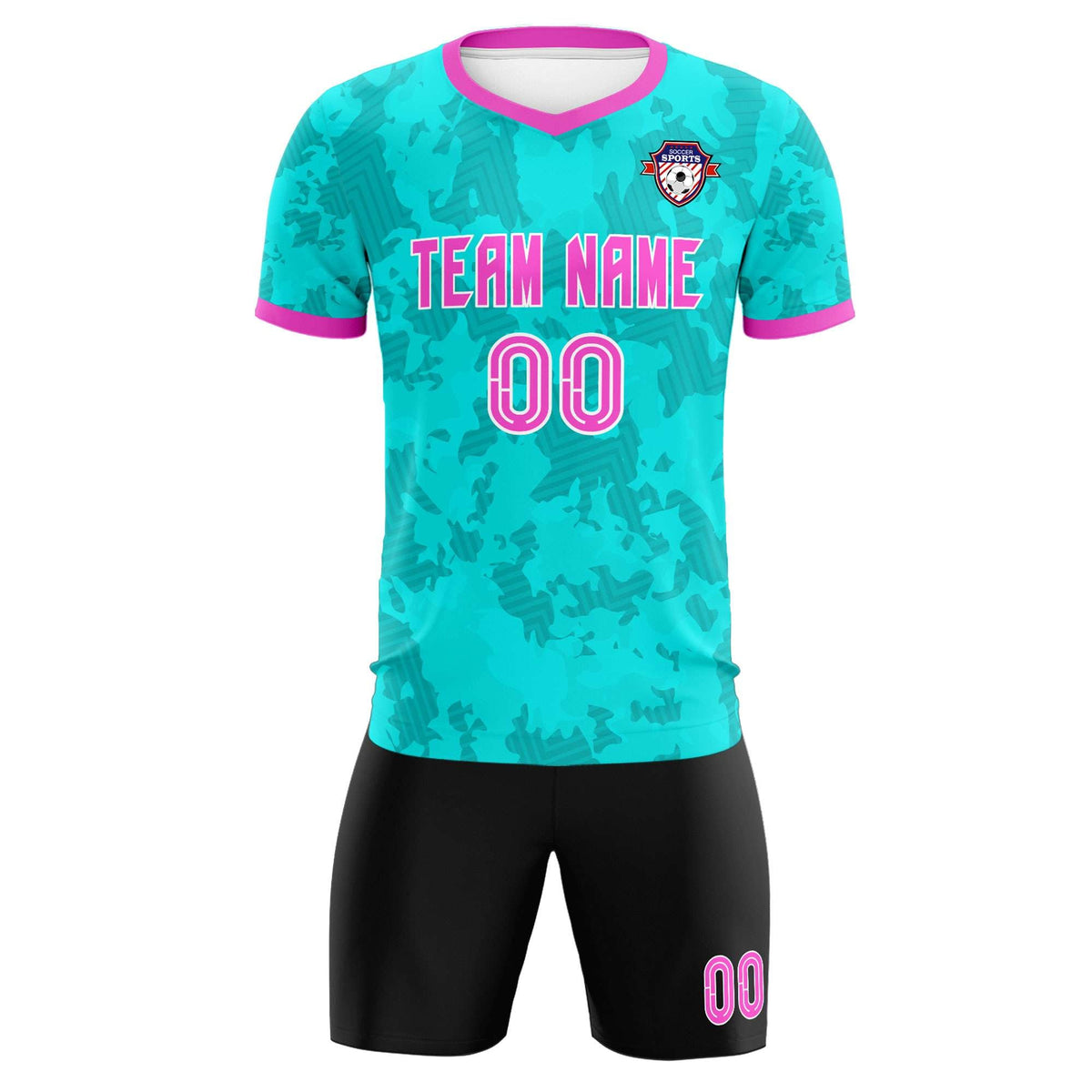 Custom Aqua Camo sports Football Kit Jersey
