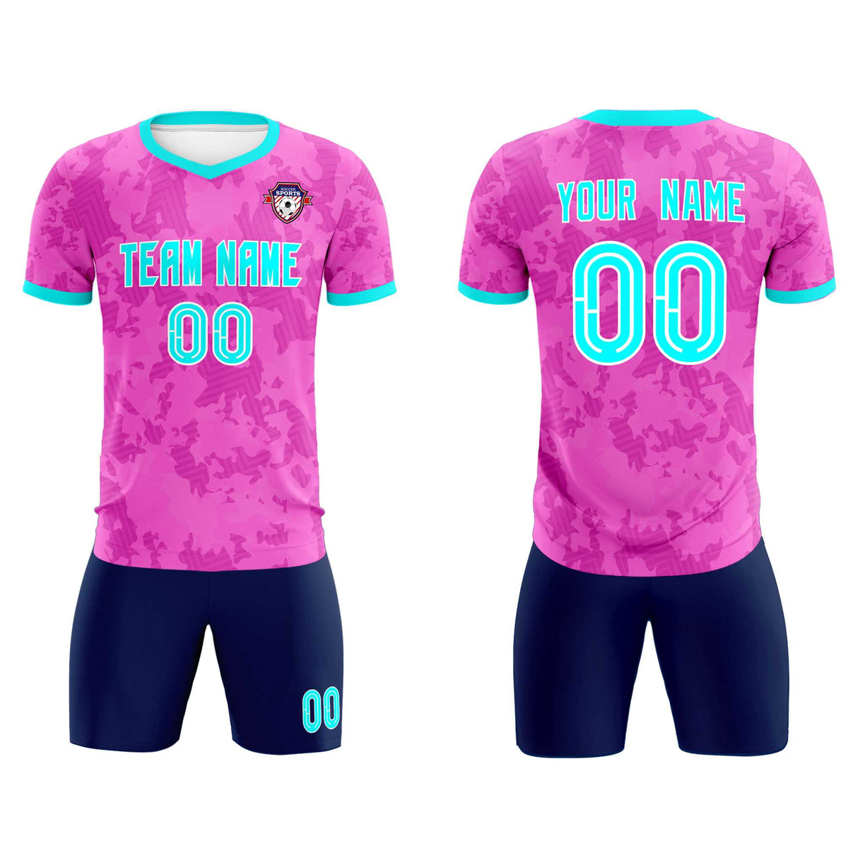 Custom Pink Camo sports Football Kit Jersey