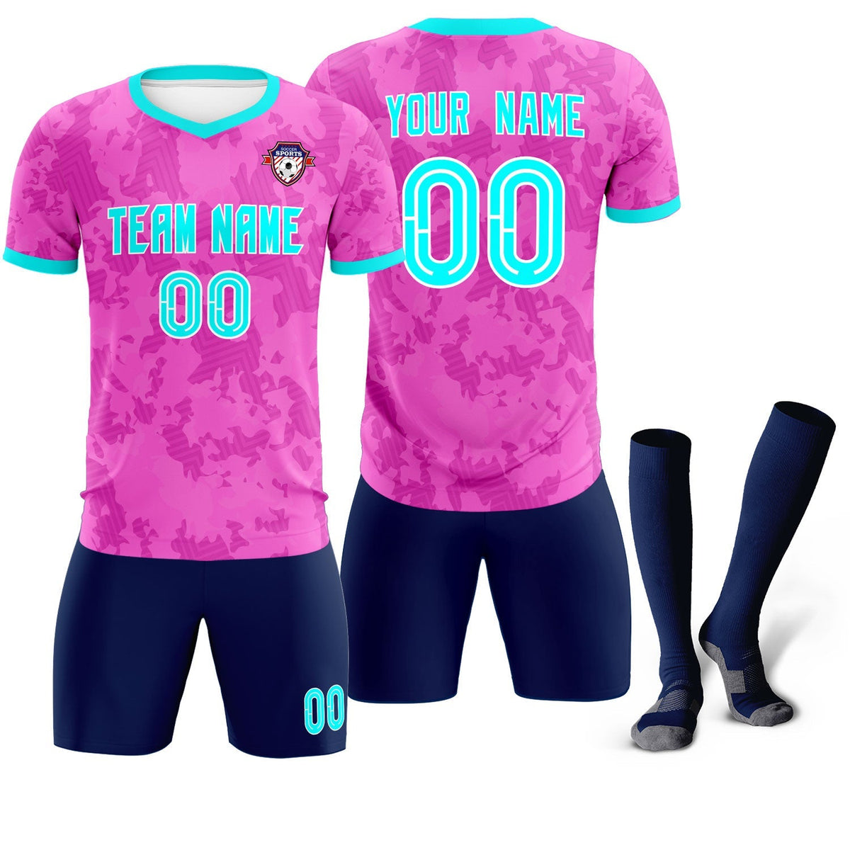 Custom Pink Camo sports Football Kit Jersey