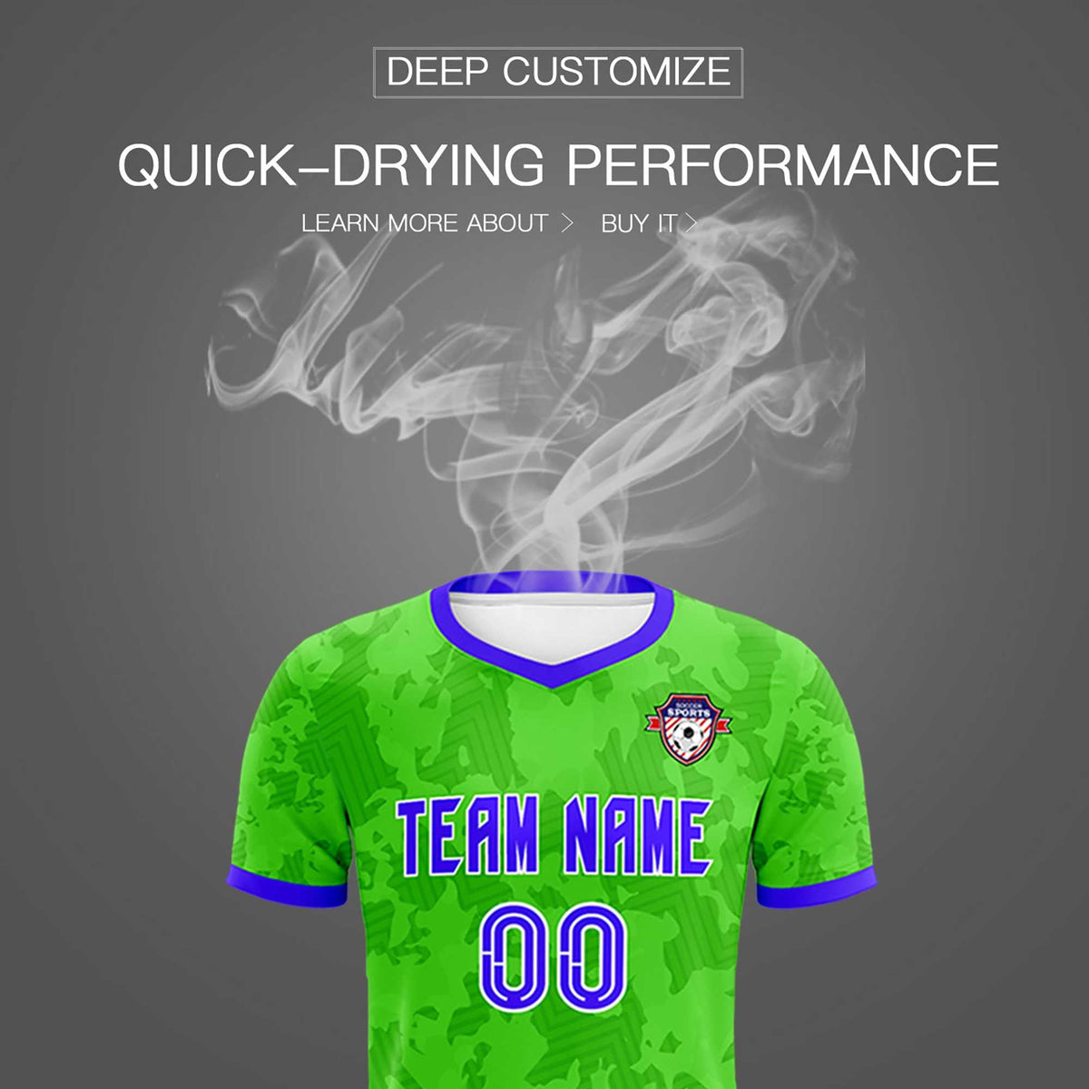 Custom Neon Green Camo sports Football Kit Jersey