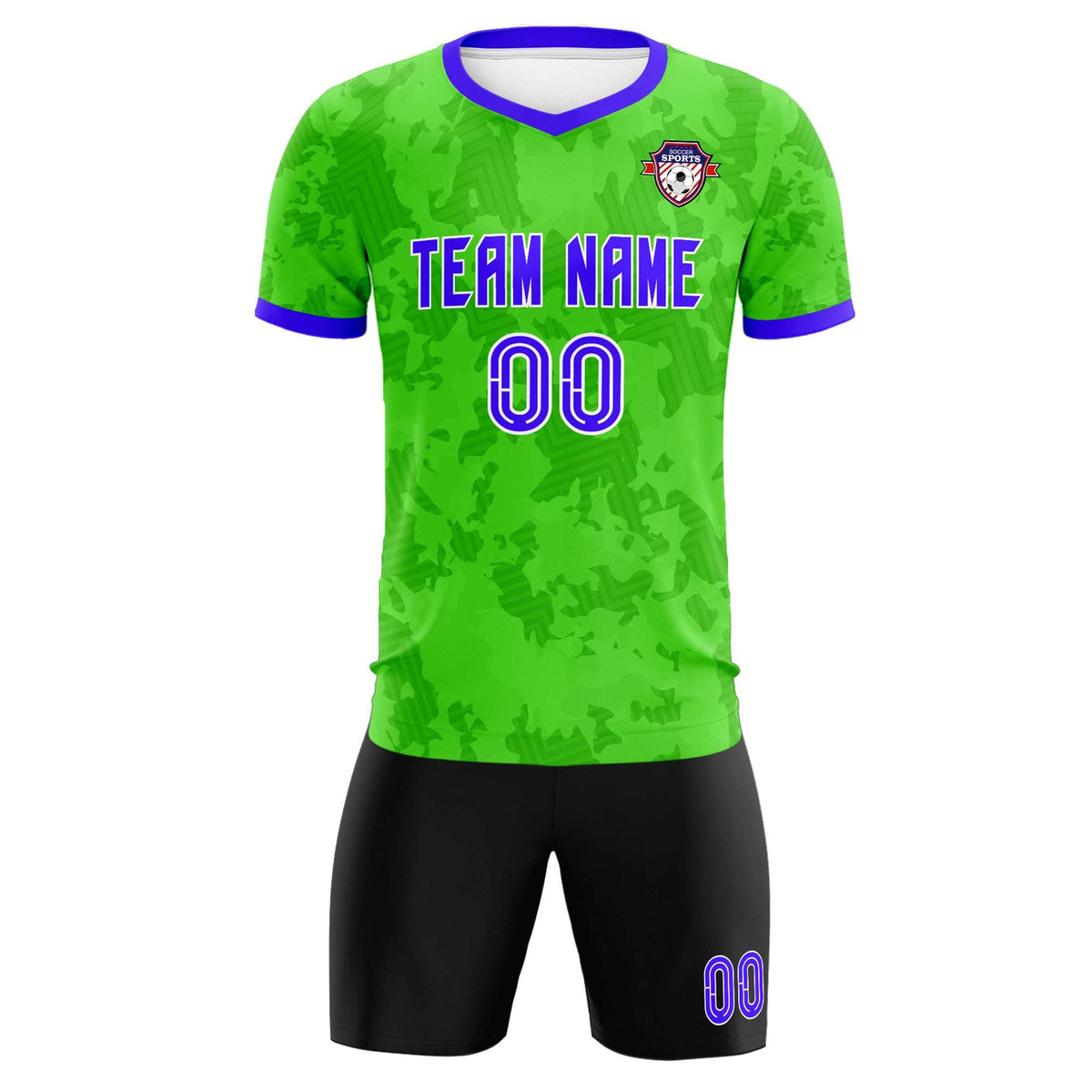 Custom Neon Green Camo sports Football Kit Jersey
