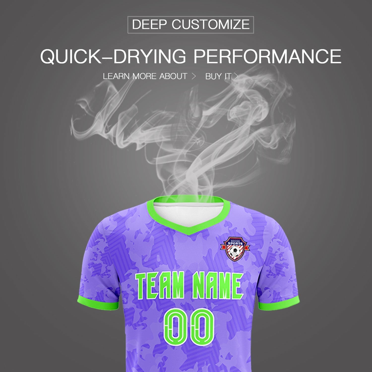 Custom Light Purple Camo sports Football Kit Jersey