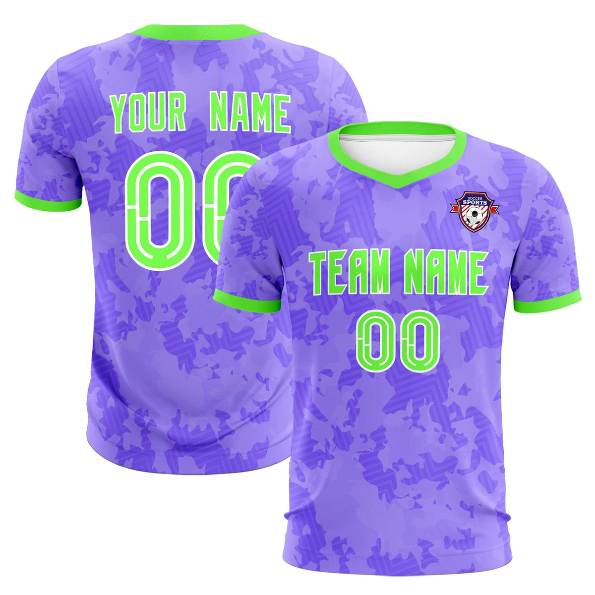 Custom Light Purple Camo sports Football Kit Jersey
