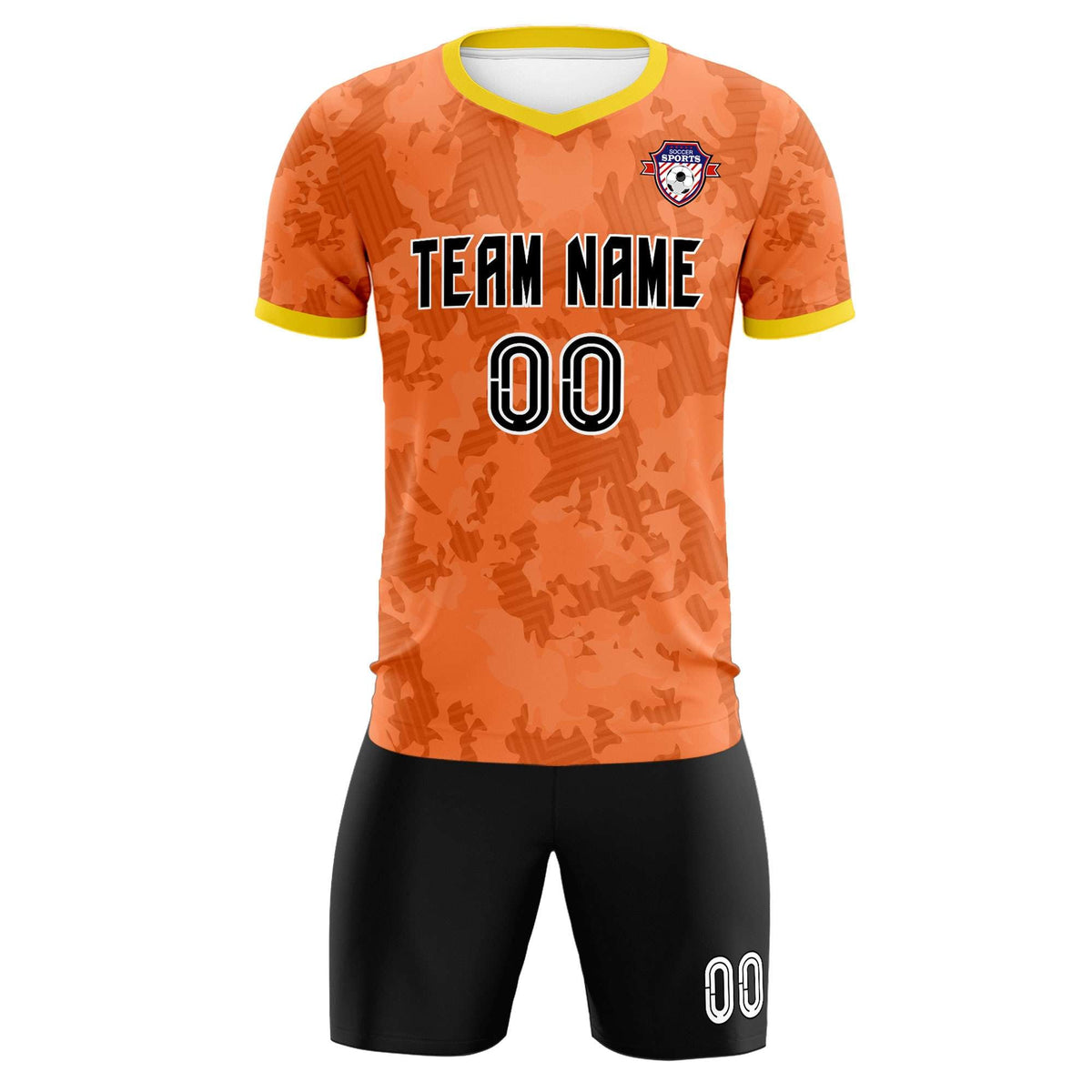 Custom Orange Camo sports Football Kit Jersey