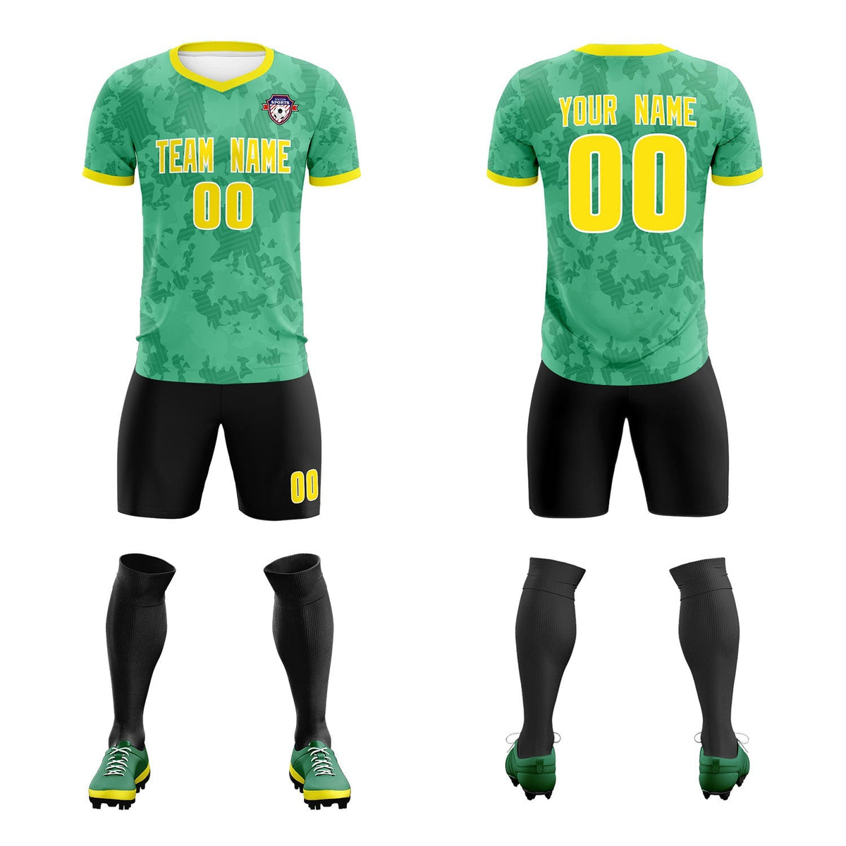 Custom Green Camo sports Football Kit Jersey