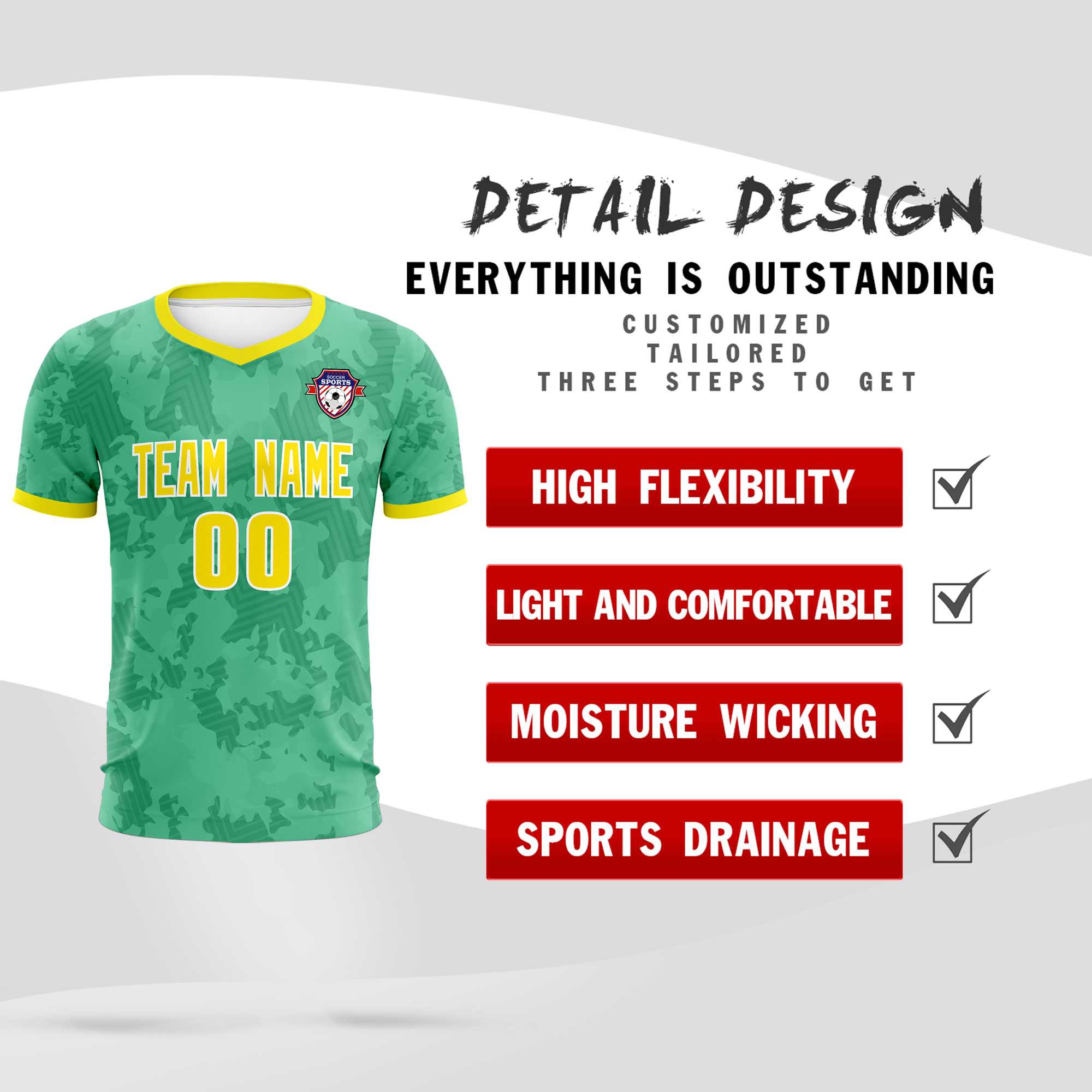 Custom Green Camo sports Football Kit Jersey