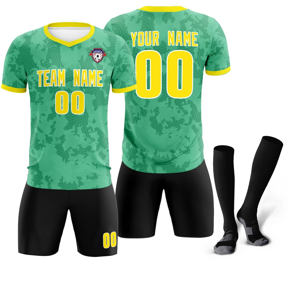 Custom Green Camo sports Football Kit Jersey