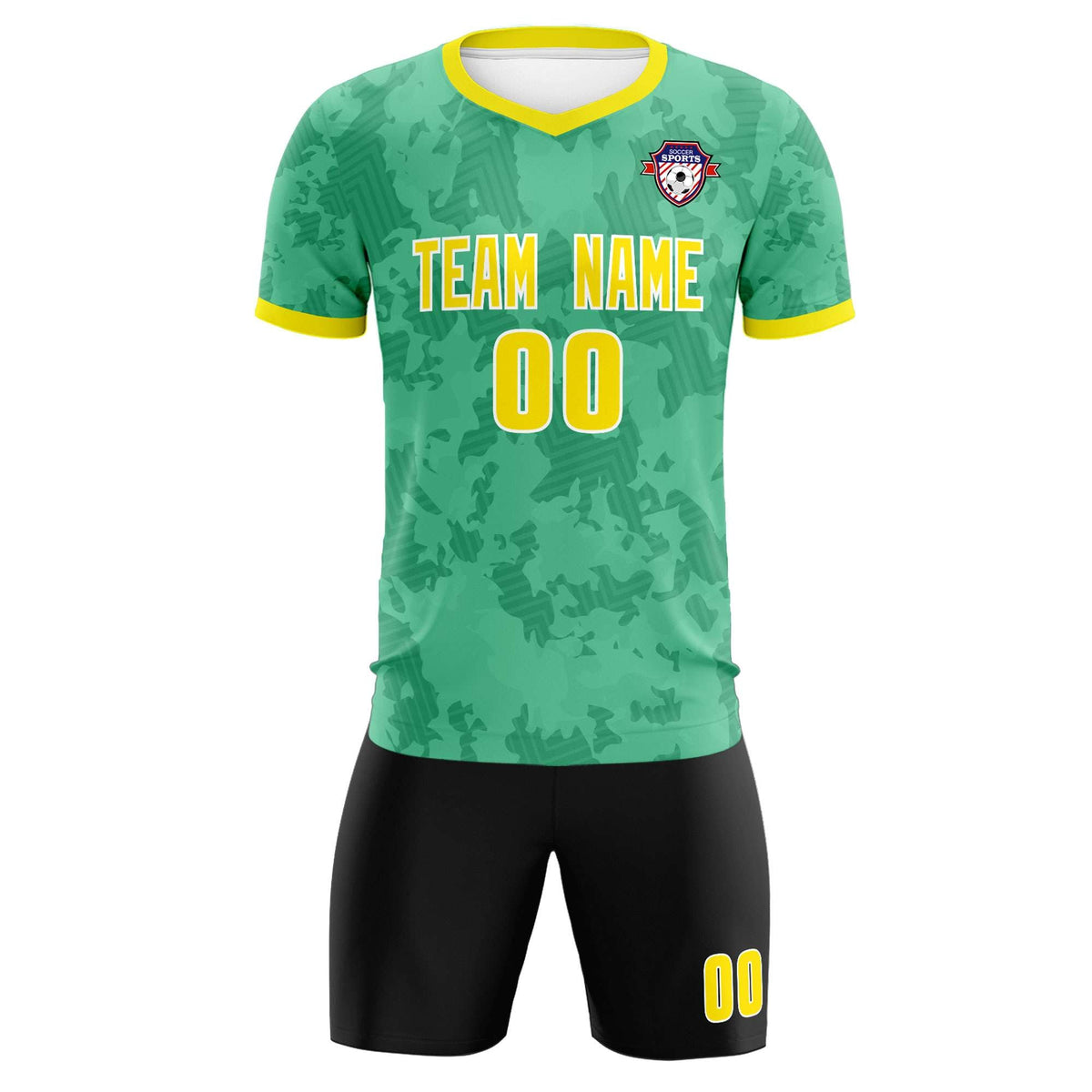 Custom Green Camo sports Football Kit Jersey
