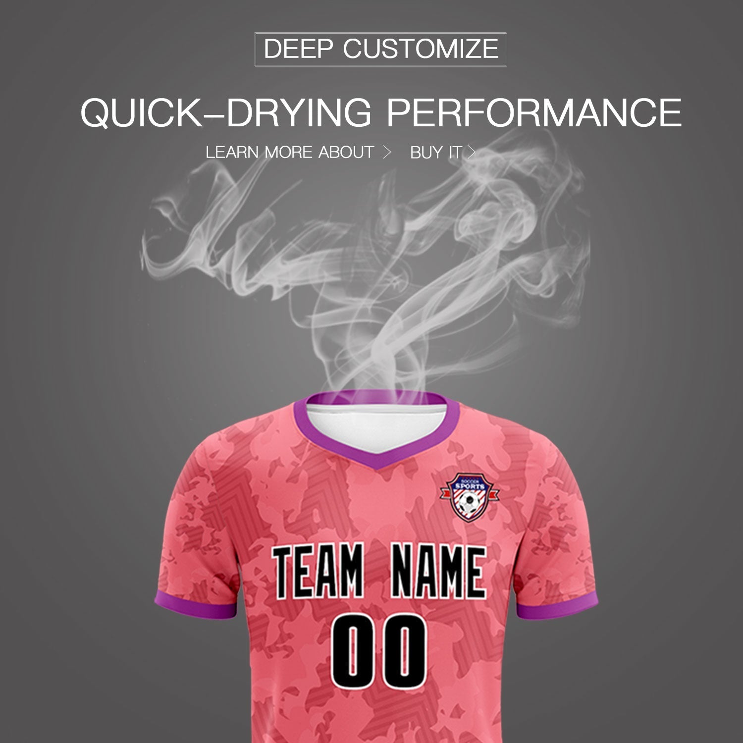 Custom Light Red Camo sports Football Kit Jersey