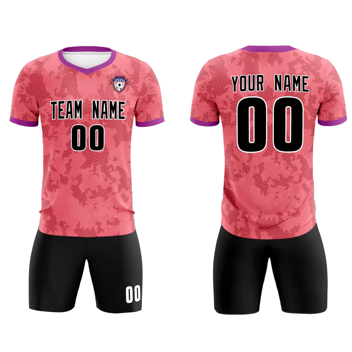 Custom Light Red Camo sports Football Kit Jersey