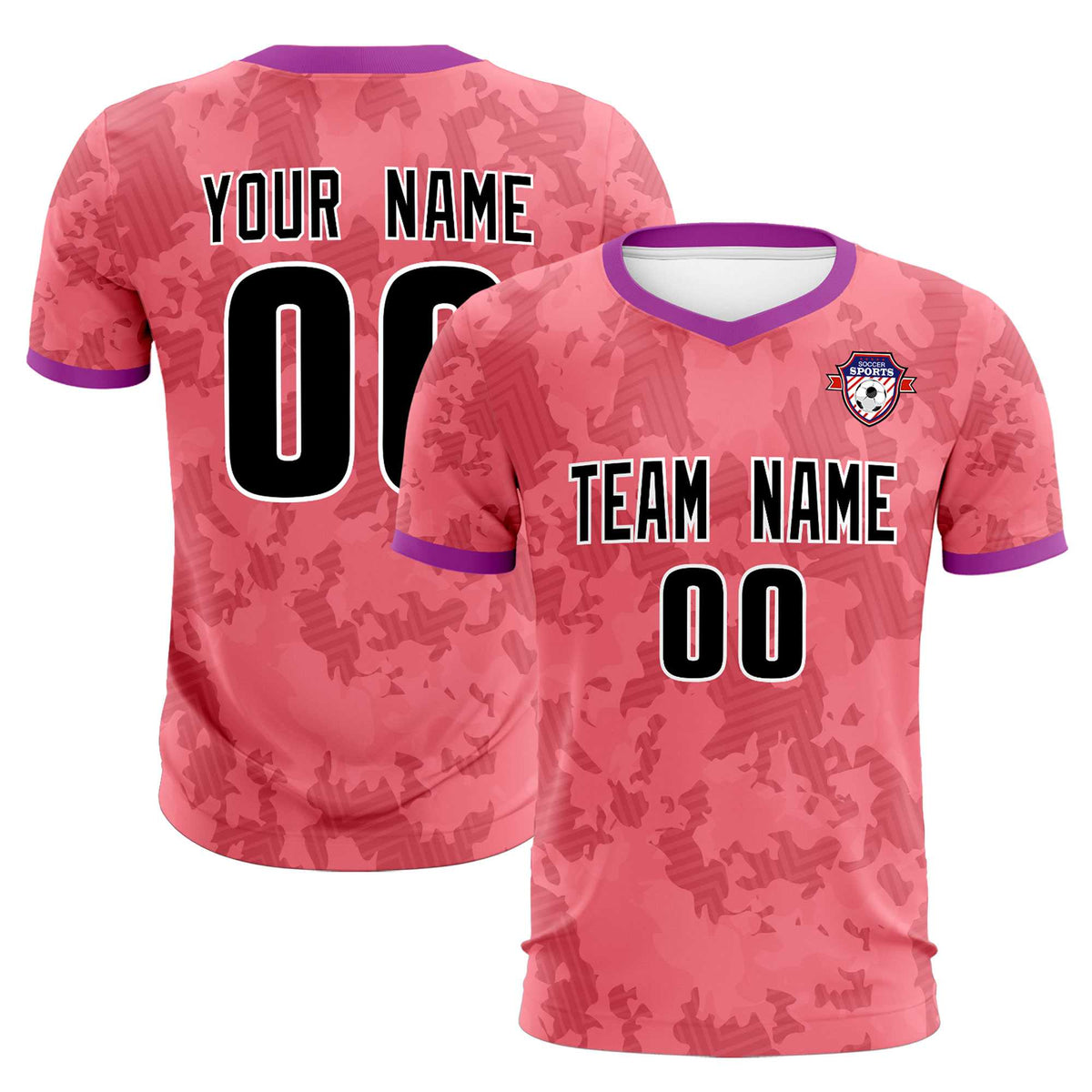 Custom Light Red Camo sports Football Kit Jersey
